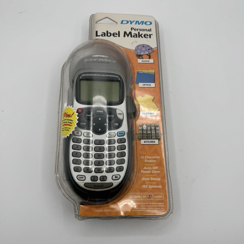 DYMO LetraTag LT-100H Label Maker New Sealed 21455 2 Tape Cassettes Holder
